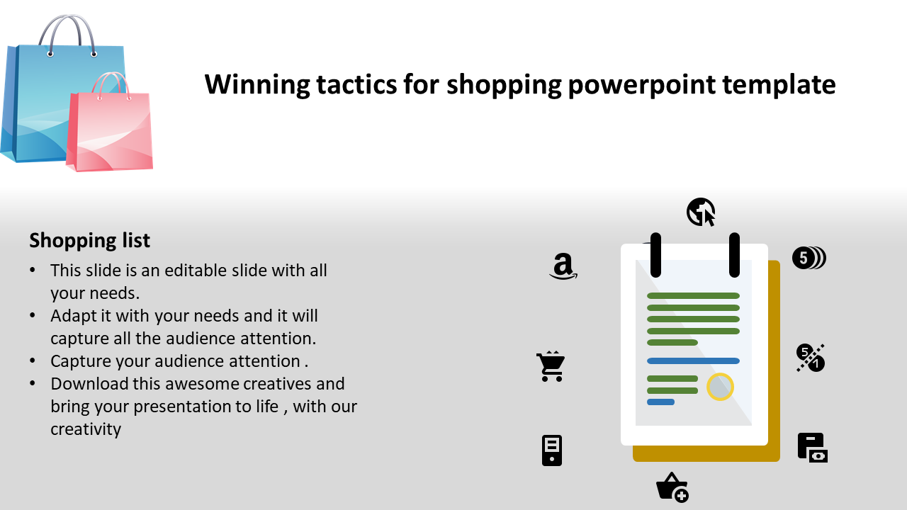 Try Shopping PowerPoint Presentation Slide Template